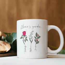 Personalized Birth Flower Mug,Custom Grandma's Garden Coffee Cup with Name,Mother's Day Gift for Grandma,Unique Mom Gift