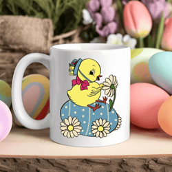 Retro Easter Mug Chic on Easter Egg Car, Ceramic Mug, Easter Gift, Coffee Mug, Hot Chocolate Mug, Tea Mug