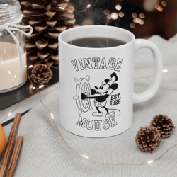 Vintage Steamboat Willie Ceramic Mug 11oz, Mickey Mouse, Original Character, Mickey Gift, Mug gift, Coffee Mug