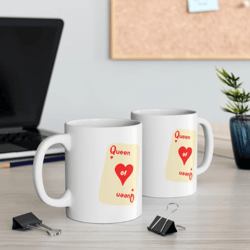 Queen Of Hearts Ceramic Mug 11oz, Valentines Day Queen Of Hearts Coffee Mug Gift