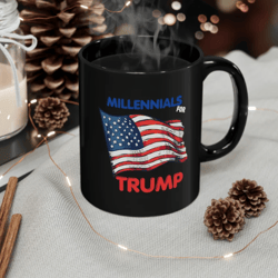 Millennials For Trump Black Mug, Trump 2024 Coffee Mug