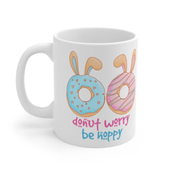donut worry be hoppy mug 11oz mug easter donut mug easter bunny gift idea for easter bunny mug for her bunny for him