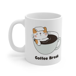 Coffee Break Cat Mug, Funny Cat Mug, Gift For Her, Gift For Him