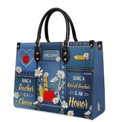 Being A Teacher Is A Choice Leather Bag, Woman Shoulder Bag,Shopping Bag, Book Handbag, Gift For Her