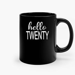 Vintage Retro 20 Birthday Hello Twenty Ceramic Mug, Funny Coffee Mug, Custom Coffee Mug