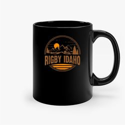 Vintage Rigby Idaho Mountain Hiking Souvenir Ceramic Mug, Funny Coffee Mug, Custom Coffee Mug