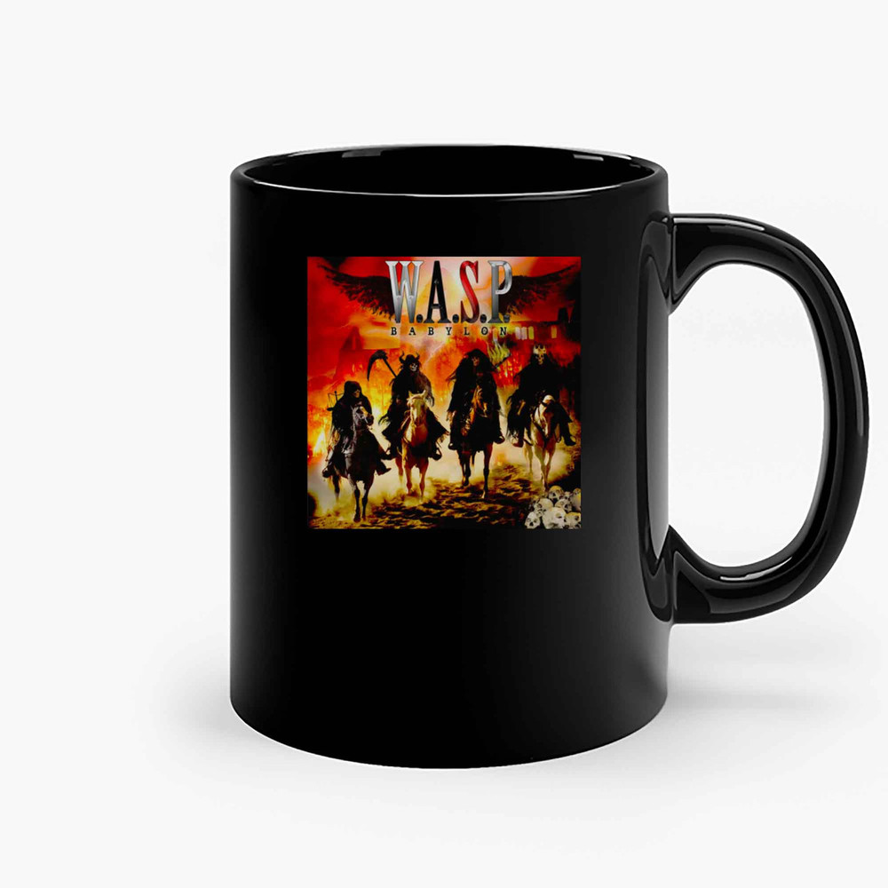 Wasp Metal Rock Band Legend Album Babylon Logo Music Ceramic Mugs.jpg