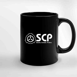 scp foundation logo black ceramic mug, funny gift mug, gift for her, gift for him