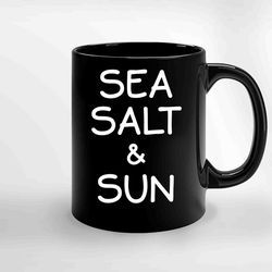 sea salt and sun beach day black ceramic mug