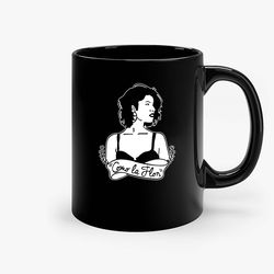 selena quintanilla como la flor queen selena illustration black ceramic mug, funny gift mug, gift for her, gift for him