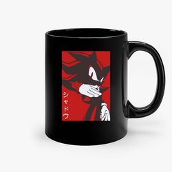 shadow hedgehog anime manga style black ceramic mug, funny gift mug, gift for her, gift for him