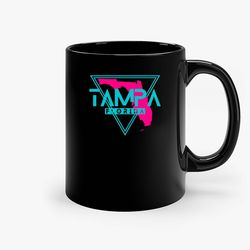 tampa florida retro triangle ceramic black mug, funny gift mug, gift for her, gift for him