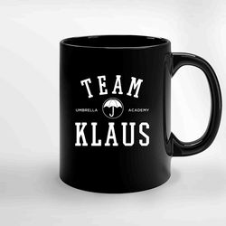 team klaus the umbrella academy ceramic black mug, funny gift mug, gift for her, gift for him