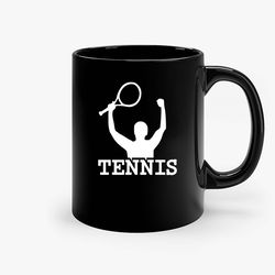 tennis champion ceramic black mug, funny gift mug, gift for her, gift for him