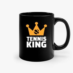 tennis king ceramic black mug, funny gift mug, gift for her, gift for him