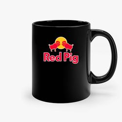 Red Pig Ceramic Mug, Funny Coffee Mug, Birthday Gift Mug