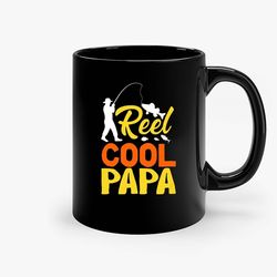 Reel Cool Papa Fishing Vintage Ceramic Mug, Funny Coffee Mug, Birthday Gift Mug
