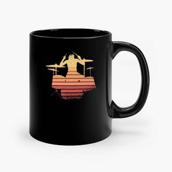 retro drum player gift i vintage drums drumming ceramic mug, funny coffee mug, birthday gift mug