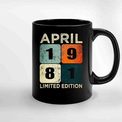 Retro Vintage April 1981 Limited Edition Ceramic Mug, Funny Coffee Mug, Birthday Gift Mug