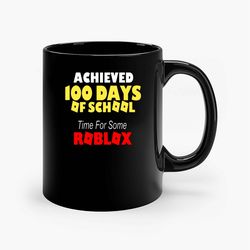 Roblox 100 Days Of School Ceramic Mug, Funny Coffee Mug, Birthday Gift Mug