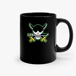 roronoa zoro pirates logo ceramic mug, funny coffee mug, birthday gift mug