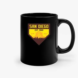 san diego home plate skyline ceramic mug, funny coffee mug, birthday gift mug