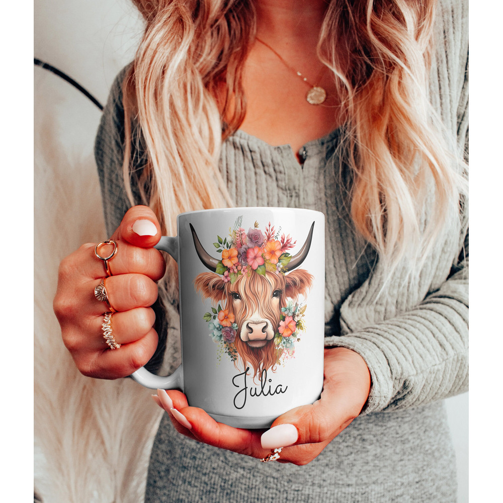 Personalized Highland Cow Mug, Custom Baby Cow Mug, Gift for Cow Lovers, Cow Gifts for Her, Highland Cow Gift, Cow Coffee Cup, Cow Mug Gift.jpg