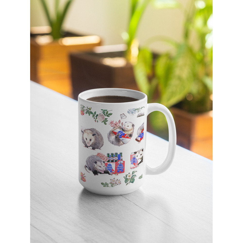 Possums and Beer 15oz Mug - Funny Alcohol Meme Coffee Mug, Large Coffee cup, Funny Coffee Mugs for Women, Best friend sister gift.jpg