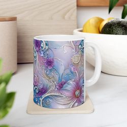 precious pearly gems coffee mug, gems mug, marble mug
