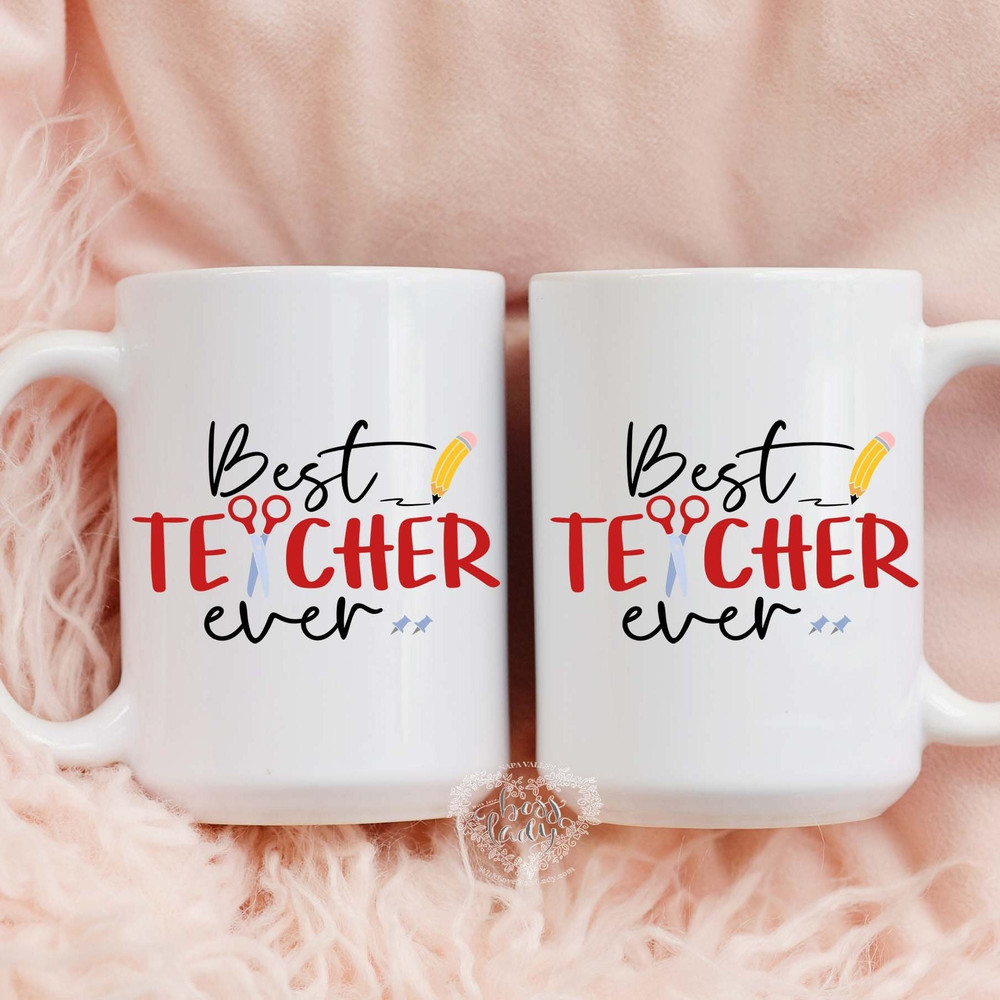 Best Teacher Ever Mug wcute heart design, Teacher Gifts, Teacher Appreciation Mug, End of school year, Back to school, Coffee Mug.jpg