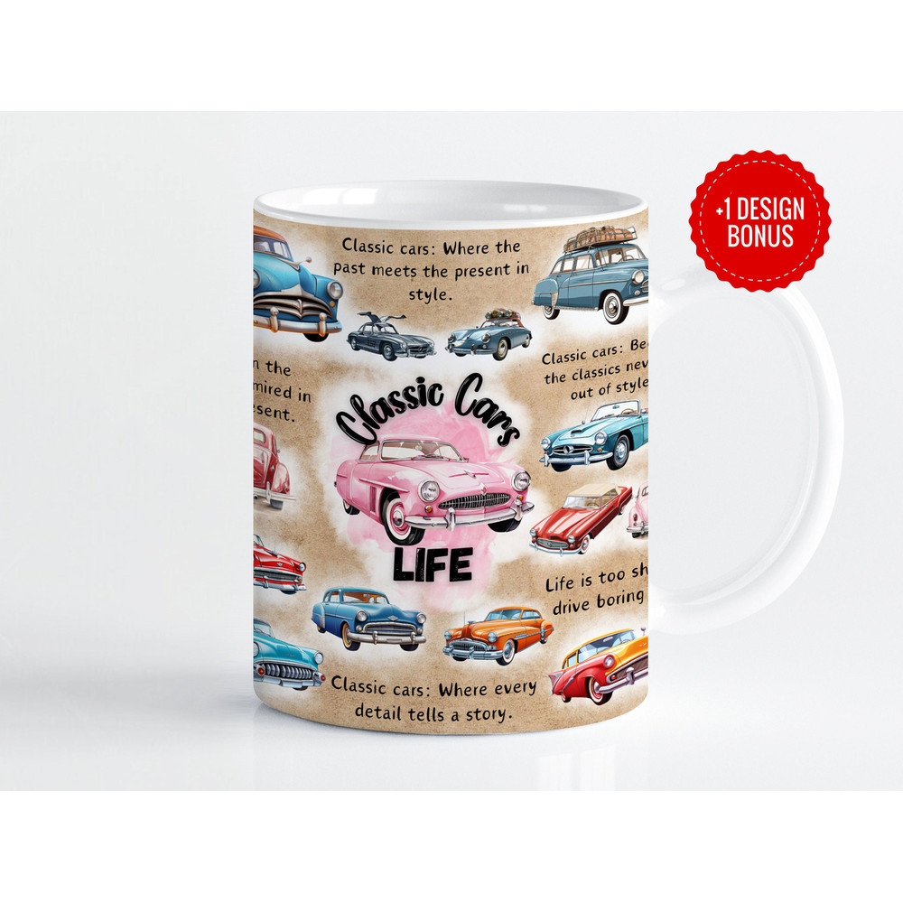 Classic Cars Mug Wrap Sublimation Template, 11oz & 15oz Designs, Cricut Mug Press PNG, Digital Download 2.jpg