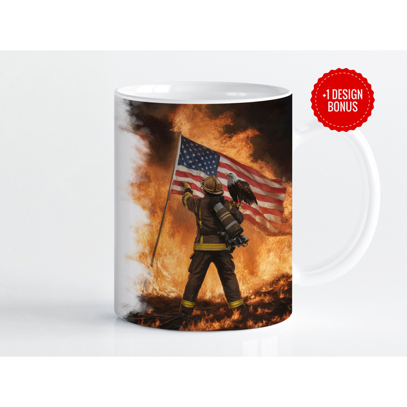 Patriotic Firefighter Mug Wrap Sublimation Template, 11oz & 15oz Designs, Cricut Mug Press PNG, Digital Download.jpg