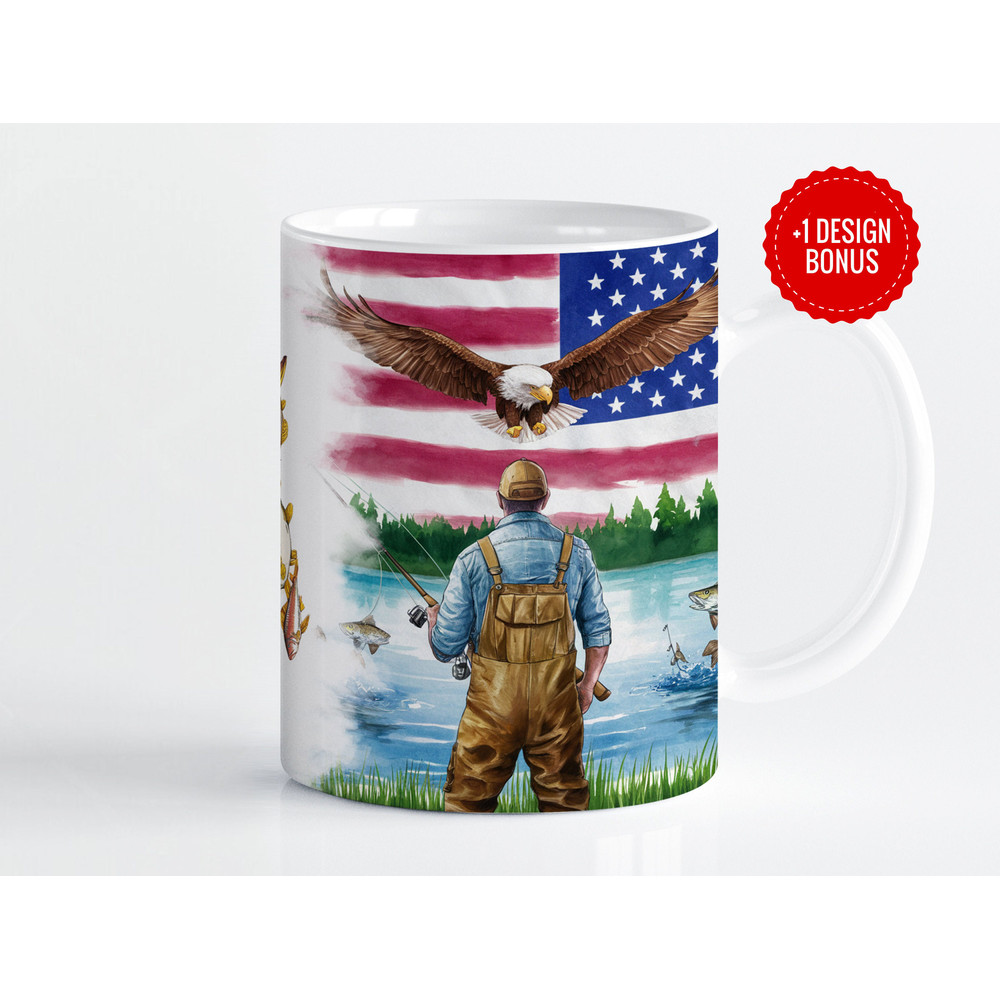Patriotic Fisher Mug Wrap Sublimation Template, 11oz & 15oz Designs, Cricut Mug Press PNG, Digital Download.jpg