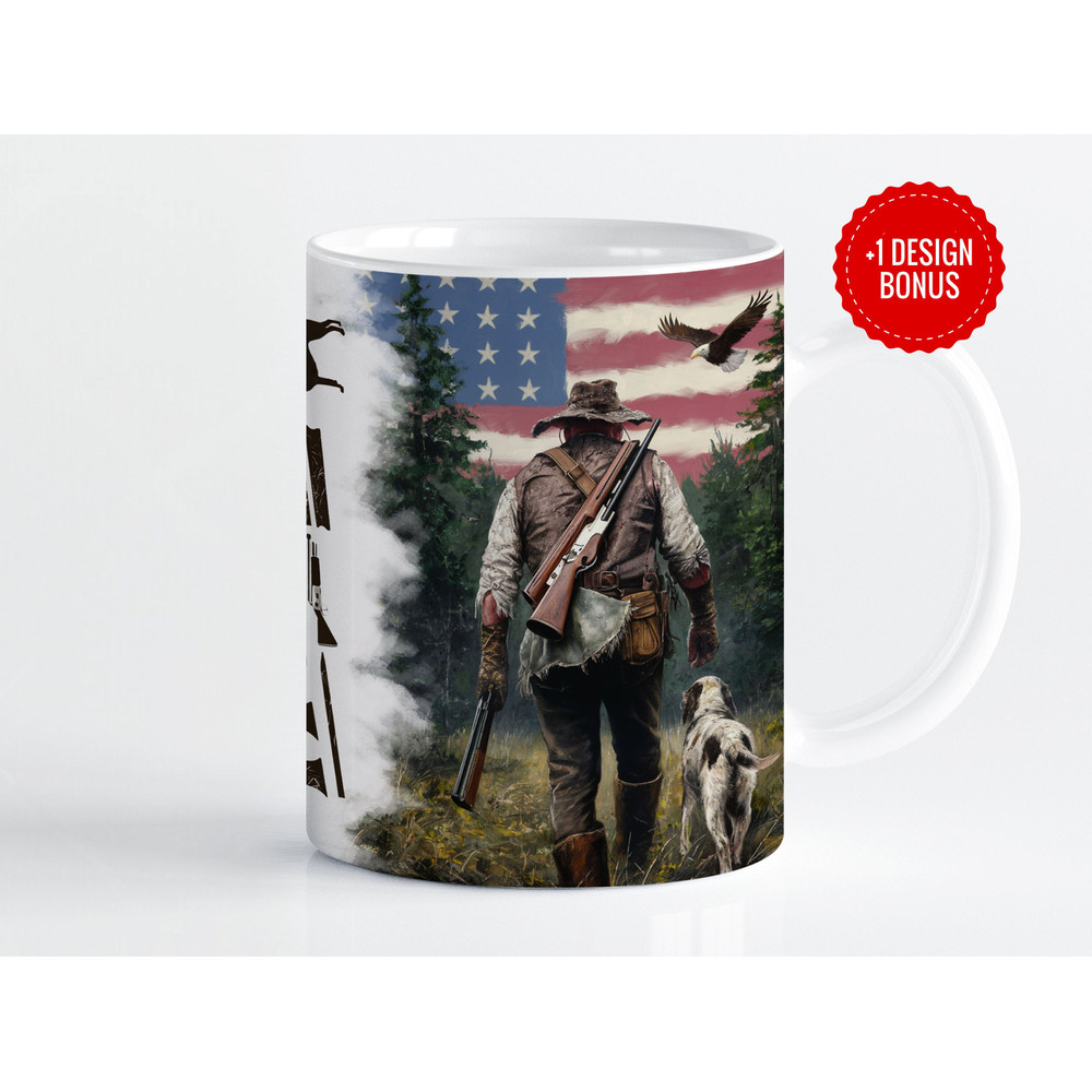 Patriotic Hunter Mug Wrap Sublimation Template, 11oz & 15oz Designs, Cricut Mug Press PNG, Digital Download.jpg