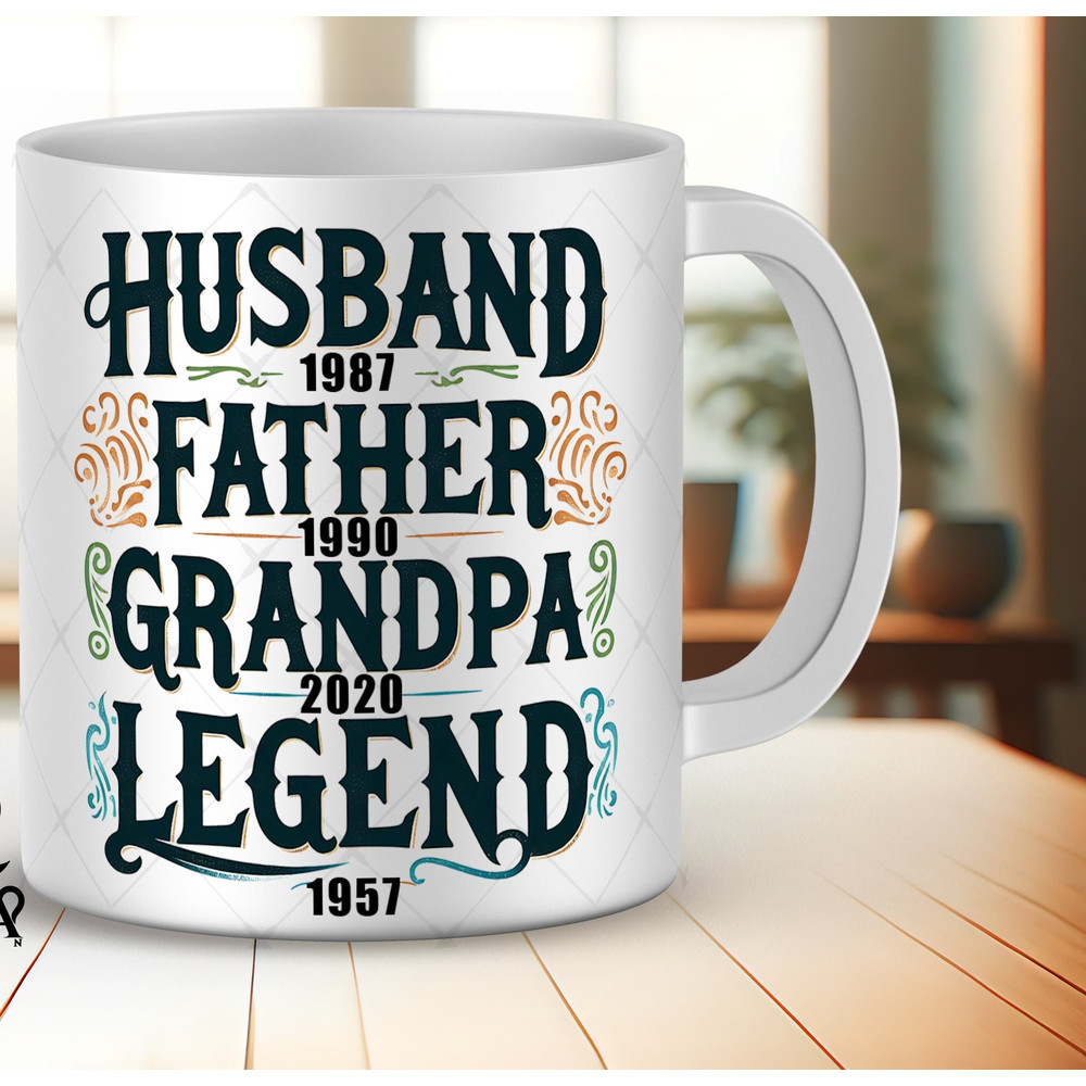 Personalized Dad Mug Wrap Legend Since Retro Vintage Png Funny Dad Mug Wrap Designs Husband Mug Sublimation Designs Grandpa Mug Wrap.jpg