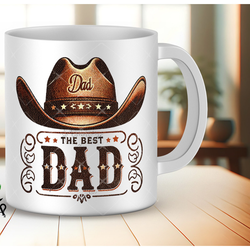Retro Cowboy Hat Png Best Dad Mug Wrap Designs Retro Father Day Mug Sublimation Father Day Mug Wrap Retro Dad Png 11oz 15oz Coffe Mug Png.jpg