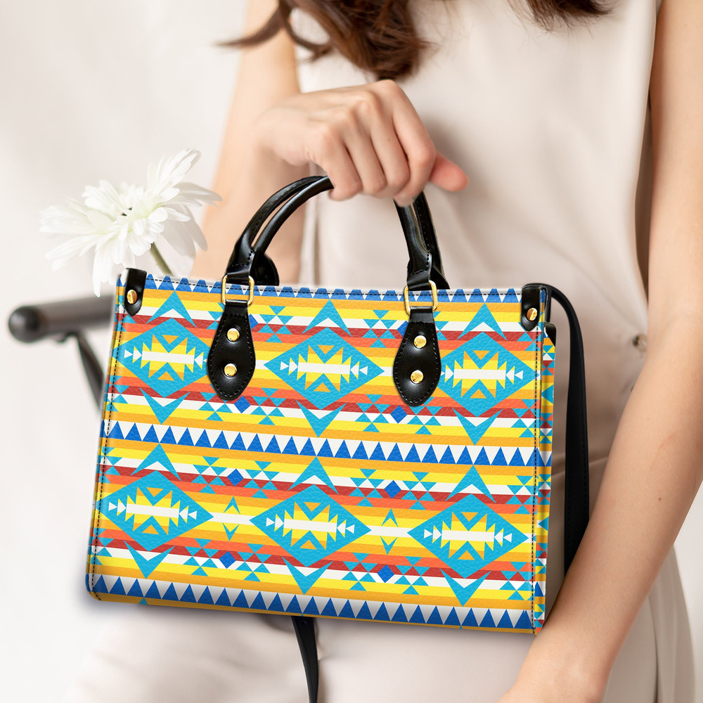 Ethnic Geometric Pattern Leather Bag, Leather Bag, Crossbody Bag, Shoulder Tote Bag, Woman Shoulder Bag, Mother's Day Gift.jpg