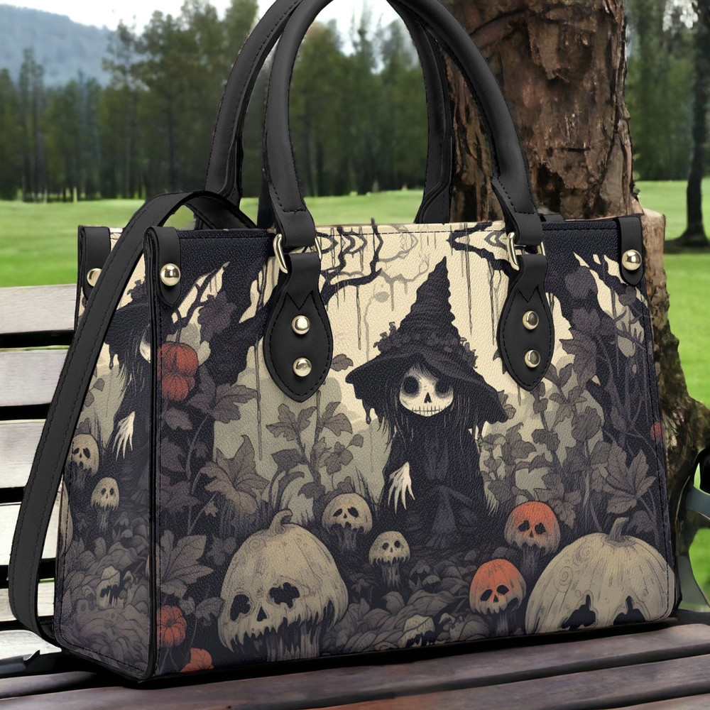 Scoopy Halloween Handbag, Dark Witchy Purse, Dark Cottagecore Bag, Organized Goblincore Bag for Witches, Vegan Leather Mushroom Handbag.jpg