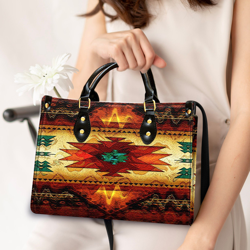 United Tribes Brown Design Native American Leather Bag, Leather Bag, Crossbody Bag, Shoulder Tote Bag, Woman Shoulder Bag, Mother's Day Gift.jpg