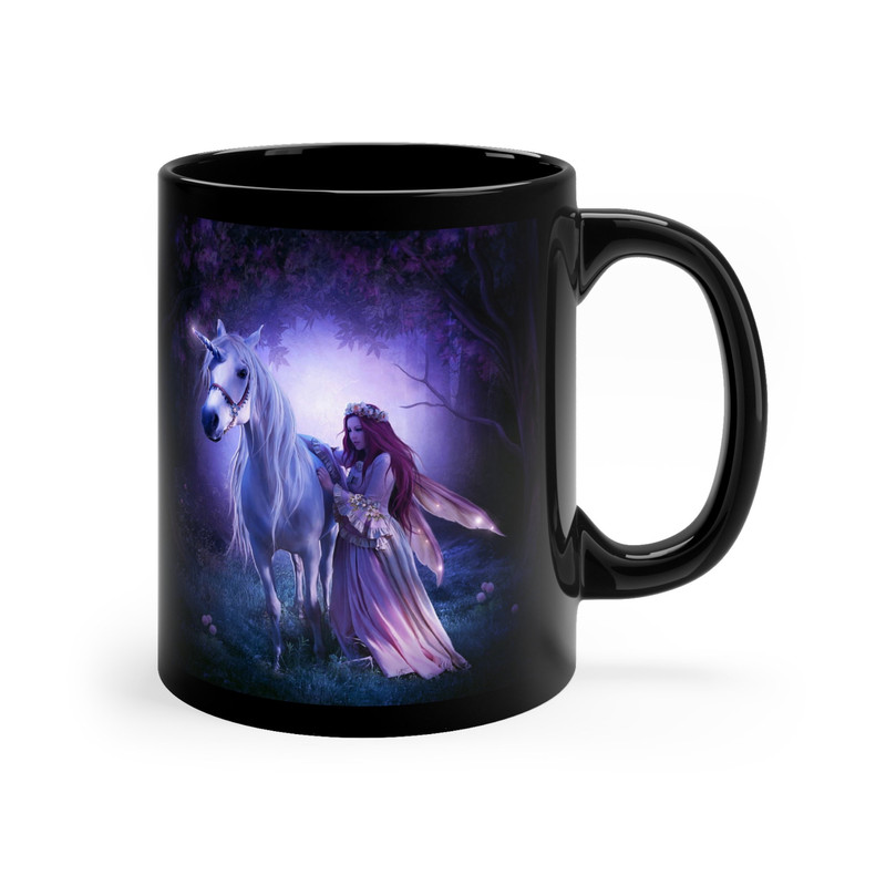11oz Black Mug, Unicorn Princess, Fantasy-Themed Cup, Fairytale, Mythical Sip, Gift for Girlfriend, Magical Enchanted Forest, Whimsical Sip.jpg