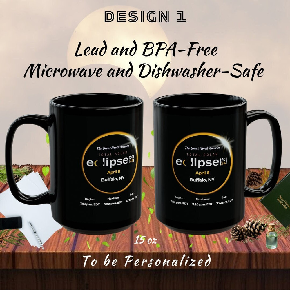Personalized Total Solar Eclipse Mug, Customizable Eclipe Mug, Commemorative Solar Event Cup, 2024 Eclipse Black Mug, Astronomy Lover Gift.jpg