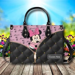 custom name leather bag, cute mouse bag, cartoon leather crossbody bag, mouse leather handbag, magic world leather bag