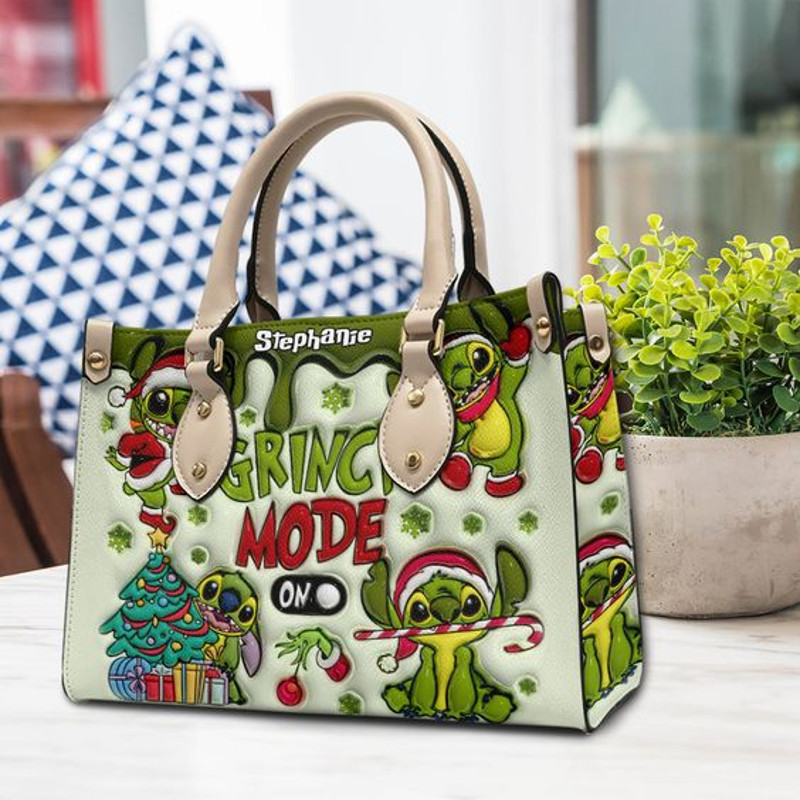 Grinch Mode - Personalized Ohana Leather Handbag.jpg