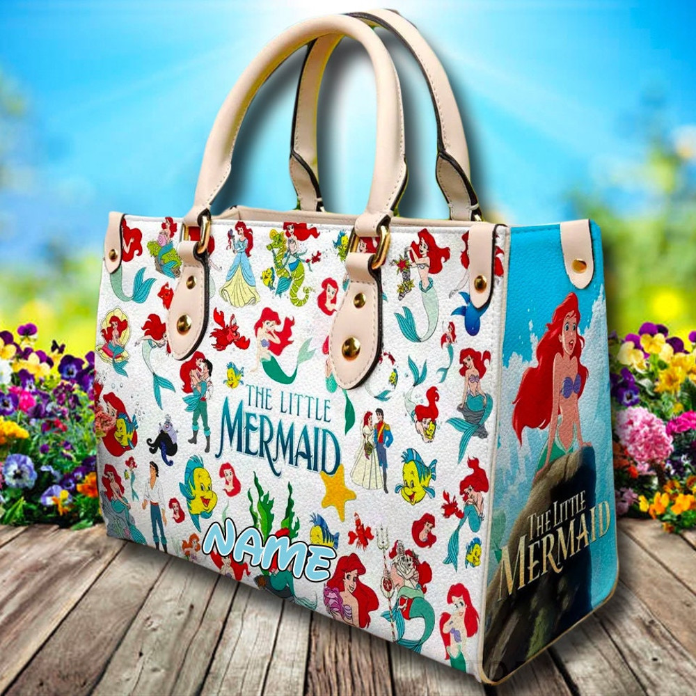 Mermaid Leather Bag, Mermaid Movie Bag, Cartoon Leather Crossbody Bag, Princess Leather Handbag, Magic World Leather Shoulder Bag.jpg