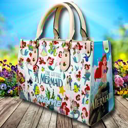 mermaid leather bag, mermaid movie bag, cartoon leather crossbody bag, princess leather handbag, magic world leather bag