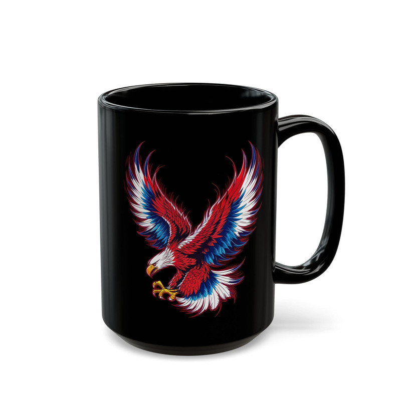 American Eagle Mug, USA Mug, American Flag, Coffee Mug, Made In USA, Black Ceramic Mug (11oz, 15oz).jpg