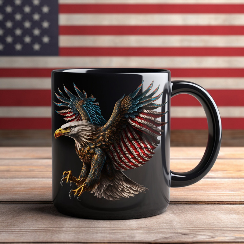 American Eagle Mug, USA Mug, American Flag, Made In America, Coffee Mug, Ceramic Mug, 15oz Black Mug, Made In USA.jpg