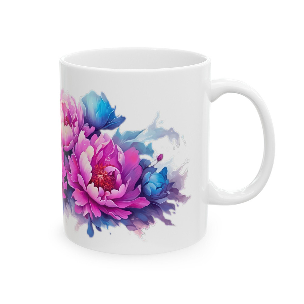 Flower Mug, Peonies Mug, Floral Mug, Bright Morning Mug, Graphic Design, Coffee Mug, 11oz Mug, Gift For Her, Bindanti Designs.jpg