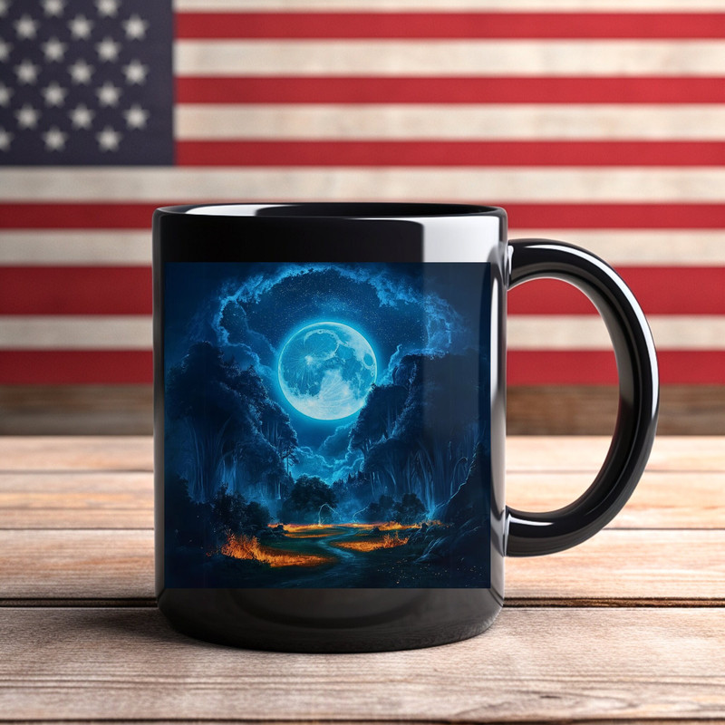 Midnight Moon Mug, Forest Scene Mug, Full Moon Black Ceramic Mug (11oz, 15oz).jpg