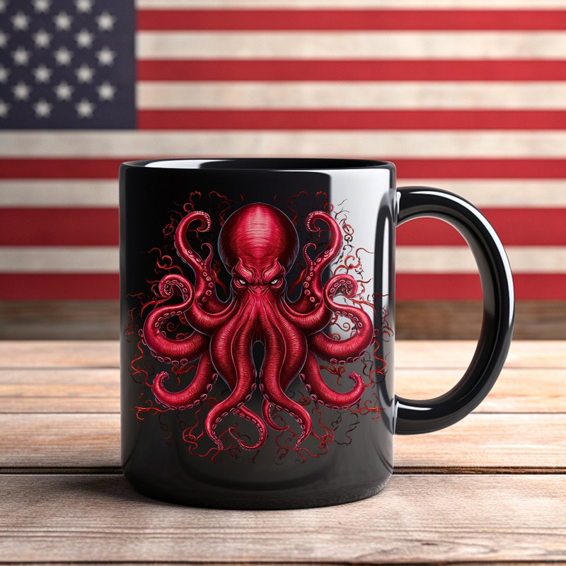 Octopus Monster Mug, Cool Mug, Coffee Mug, Tea Mug, Hot Chocolate Mug, Gift For Him, Gift For Her, Black Ceramic Mug (11oz, 15oz).jpg